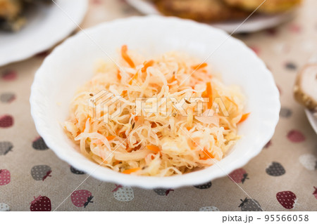 appetizing fermented cabbage in bowl plate appetizing fermented cabbage in bowl plate 95566058