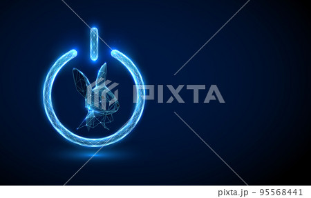 Abstract blue rabbit head in power button. Abstract blue rabbit head in power button. 95568441