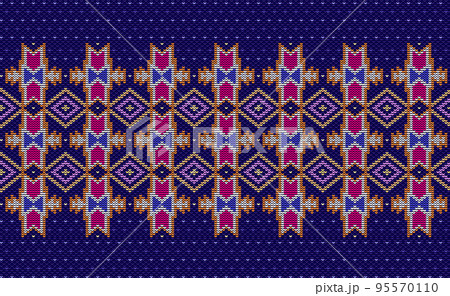 Sweater knitting pattern, Vector knitted abstract Navajo style, Pink and blue pattern geometry design Sweater knitting pattern, Vector knitted abstract Navajo style, Pink and blue pattern geometry design 95570110