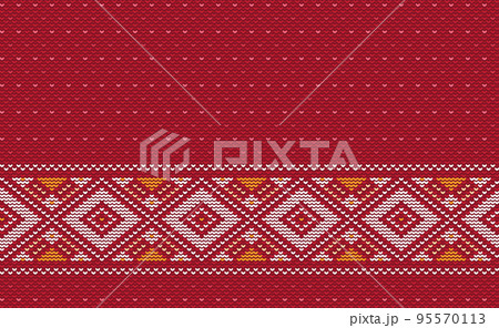 Design knit pattern vector, Cross stitch ethnic geometric background, Embroidery abstract Navajo style Design knit pattern vector, Cross stitch ethnic geometric background, Embroidery abstract Navajo style 95570113