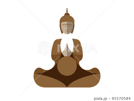 Sitting Buddha isolated on white. Esoteric vector illustration. Vintage decorative culture background. Modern stylized drawing. Indian, Buddhism, spiritual art. Tattoo, spirituality, Thai god, yoga 95570584