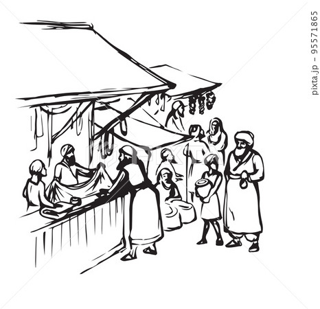 Old eastern market. Vector drawing Old eastern market. Vector drawing 95571865