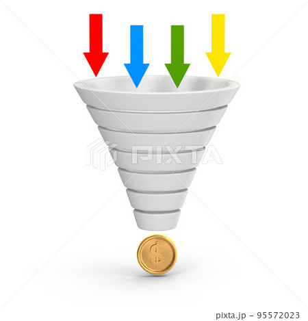 Funnel Concept With Arrow and Coin Funnel Concept With Arrow and Coin 95572023