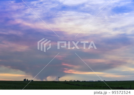 Pampas sunset landscape, La pampa, Argentina 95572524