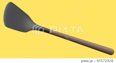 Silicon solid turner or kitchen utensils on yellow background. 95572928