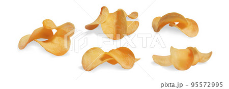 Realistic Detailed 3d Crispy Potato Chips Set Snack Food Concept. Vector illustration of Crunchy Potato Chip 95572995