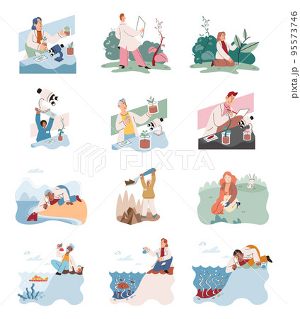 Zoologist study forest wild animals in their natural habitat. Study of living conditions wild animals in wildlife 95573746