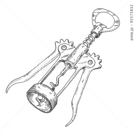 Wing Metal Corkscrew For Wine Bottle のイラスト素材