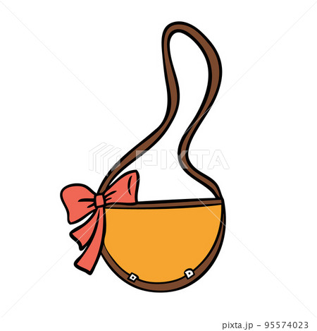 Women's handbag on a long strap. Vector illustration in doodle style 95574023