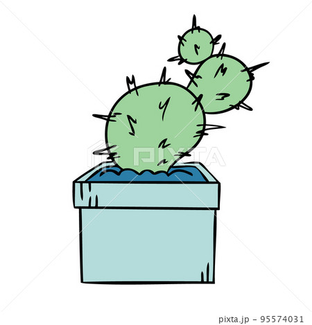 Cute cactus in a flower pot. Vector illustration of indoor plants Cute cactus in a flower pot. Vector illustration of indoor plants 95574031