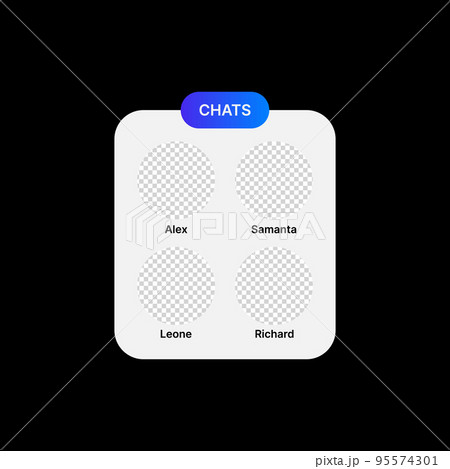 Online Chats Banner Illustration. Social Media UI Concept. Four Empty Circles for Adding User Profile Icons with Editable Names. Title on Blue Background. Web Element for Mobile Applications 95574301