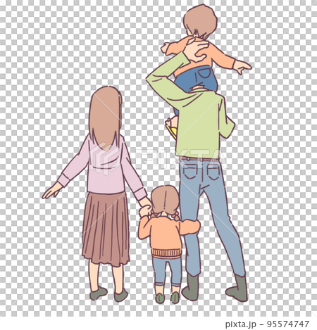 向こうを眺める家族のイラスト素材 [95574747] - PIXTA