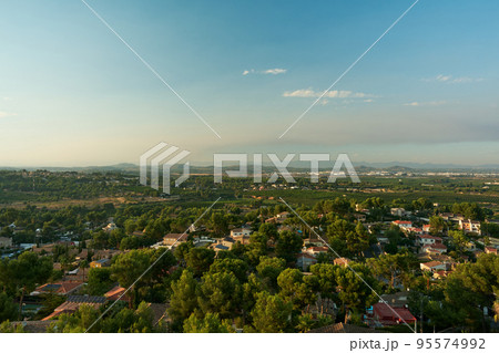 landscape view from the mountain to the village landscape view from the mountain to the village 95574992