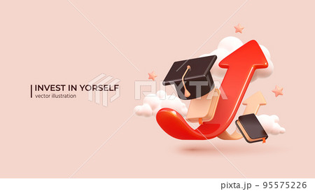 Invest In Yourself - 3D Concept to Success. Vector illustration 95575226