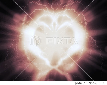 爆発する光のハートの3dイラストレーション 95576053