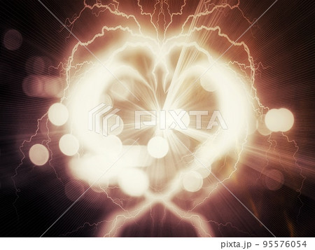爆発する光のハートの3dイラストレーション 95576054