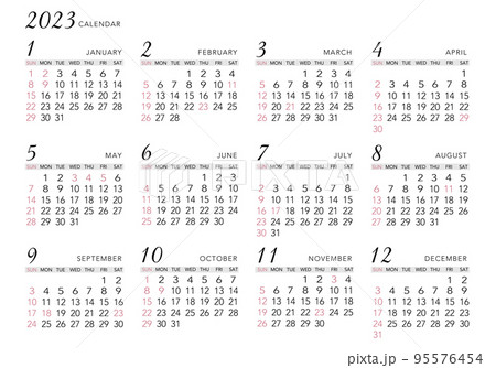 2023年_年間カレンダー_シンプルヨコ型 2023年_年間カレンダー_シンプルヨコ型 95576454