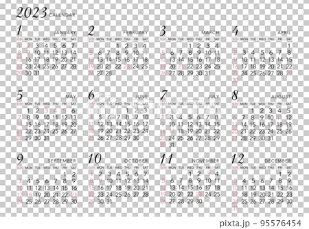 2023年_年間カレンダー_シンプルヨコ型 2023年_年間カレンダー_シンプルヨコ型 95576454
