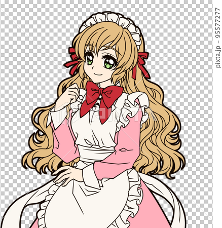 一個穿著女僕裝的女孩的動漫風格插圖 一個穿著女僕裝的女孩的動漫風格插圖 95577277