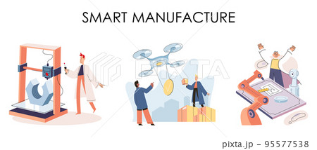 Manufacturing process at automated production industry. Scientist creates robot. Smart industry 95577538