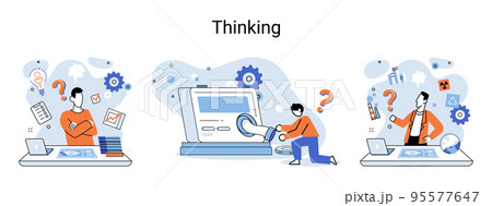 Problem solving concept, man wondering or thinking, planning or pondering, with question mark 95577647