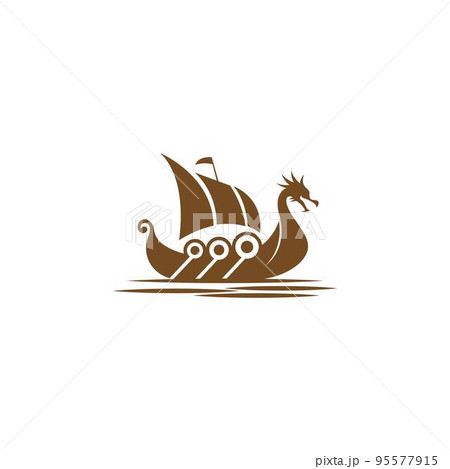 Viking ship icon logo design illustration Viking ship icon logo design illustration 95577915