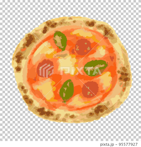 Illustration of a loose pizza like a watercolor painting 95577927