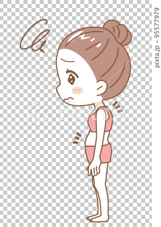女性駝背插圖全身 95577979