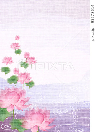 喪中　和柄　蓮　背景  95578614