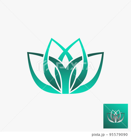 Simple and unique yoga lotus flower beauty with cut shape image graphic icon logo design abstract concept vector stock. Can be used as symbol related to health or tropical 95579090