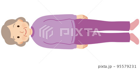 仰向けに寝転ぶ高齢者　介護　仰臥位 95579231