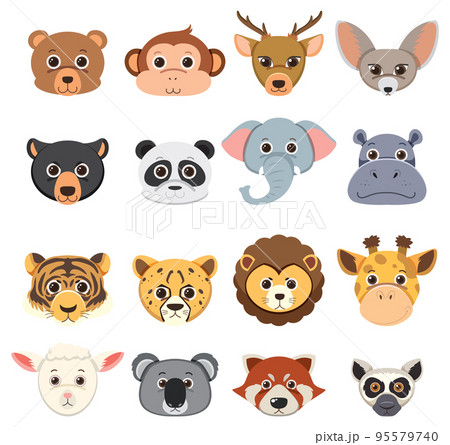 Wild animals set with nature elements Wild animals set with nature elements 95579740