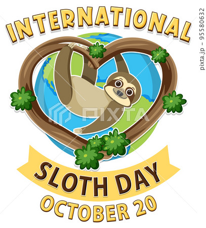 International sloth day banner concept vector International sloth day banner concept vector 95580632