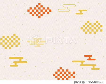 お正月の和柄の雲の背景素材 95580822