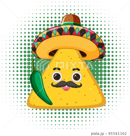 Nochos Mexican food cartoon character 95581102