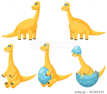 Different cute apatosaurus dinosaur cartoon... - Stock Illustration  [95582555] - PIXTA