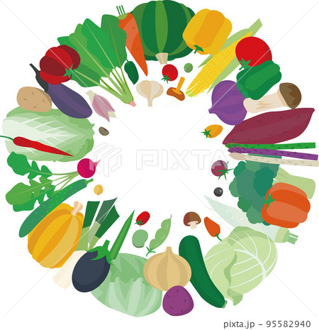 円形に配置されたたくさんの野菜 円形に配置されたたくさんの野菜 95582940
