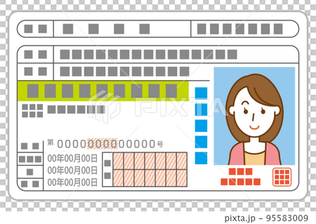 グリーンの運転免許証のイメージイラスト　初心者 95583009