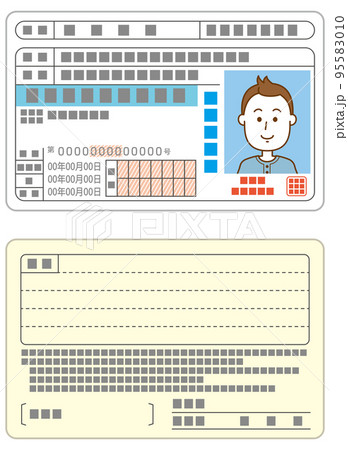 ブルーの運転免許証のイメージイラスト　表面と裏面のセット 95583010