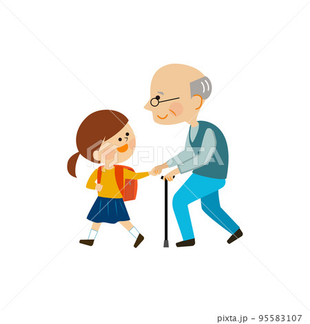 おじいちゃんと歩く孫 95583107