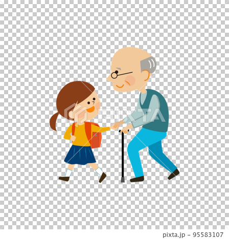 おじいちゃんと歩く孫 95583107