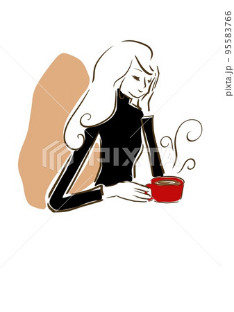パリジェンヌ　女の子　おしゃれ　イラスト　ファッション　カフェ 95583766