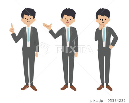 短髪のグレースーツのサラリーマンセット 短髪のグレースーツのサラリーマンセット 95584222