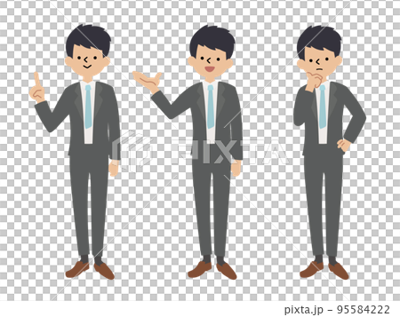 短髪のグレースーツのサラリーマンセット 短髪のグレースーツのサラリーマンセット 95584222