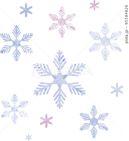 雪の結晶の水彩イラスト素材セット 雪の結晶の水彩イラスト素材セット 95584826