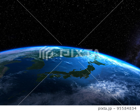 地球 日本列島 夜明け スターフィールド 地球 日本列島 夜明け スターフィールド 95584834
