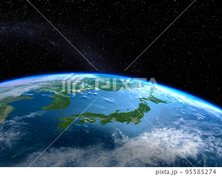 地球 日本列島 夜明け スターフィールド 地球 日本列島 夜明け スターフィールド 95585274