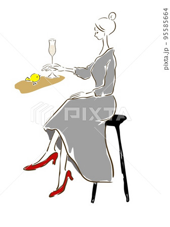 パリジェンヌ 女子 おしゃれ イラスト シャンパン パリジェンヌ 女子 おしゃれ イラスト シャンパン 95585664
