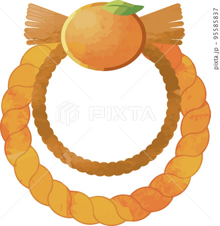 しめ飾りの水彩イラスト素材 しめ飾りの水彩イラスト素材 95585837