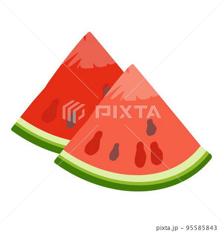 Watermelon part icon cartoon vector. Slice fruit. Half circle 95585843